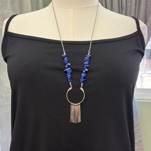 Silver and Blue Stone Pendant Necklace​​